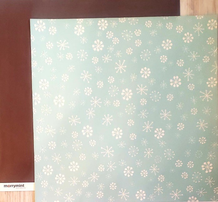 American crafts Double Sided card stock paper 12 x 12 - Merrymint marshmallow Varnish glitter