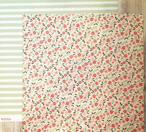 MME My minds eye  - double sided paper cardstock 12 x 12 - Christmas on Market street holly boughs