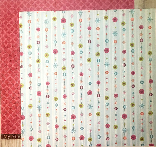 MME My minds eye  - double sided paper cardstock 12 x 12 - colorful Christmas snowflake stripes