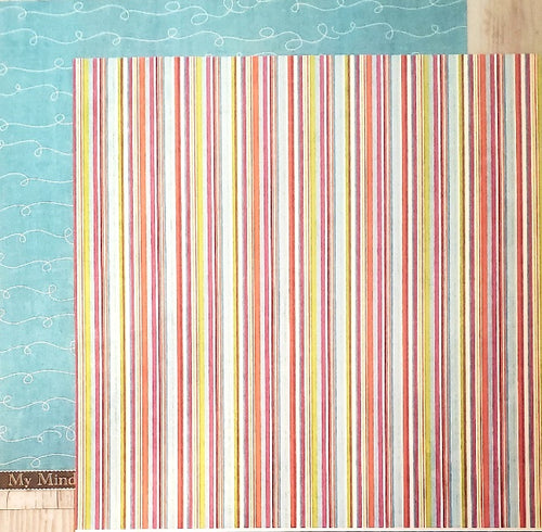 MME My minds eye  - double sided paper cardstock 12 x 12 - colorful Christmas bright stripes