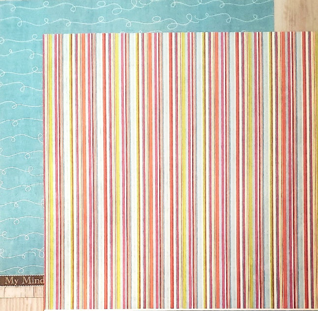 MME My minds eye  - double sided paper cardstock 12 x 12 - colorful Christmas bright stripes