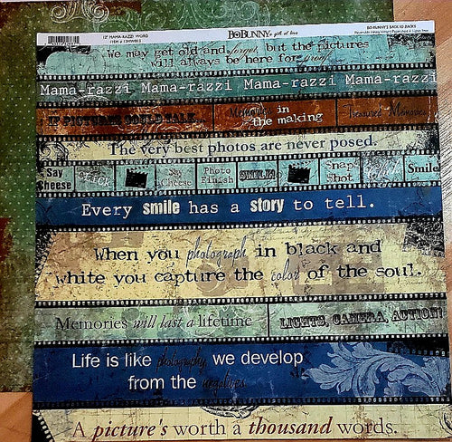 Bo Bunny - double sided paper 12 x 12 - Mama-razzi word