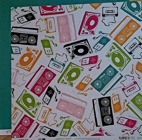 American crafts -  double Sided paper 12 x 12 - Teen talent show music