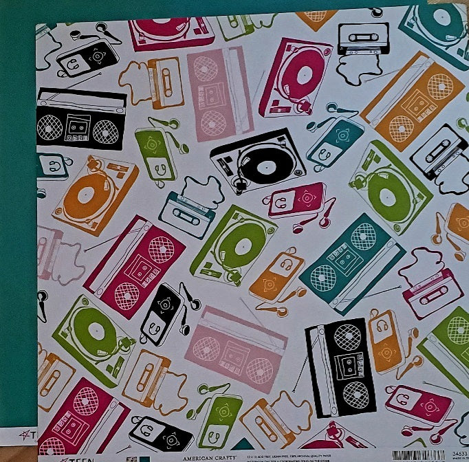 American crafts -  double Sided paper 12 x 12 - Teen talent show music