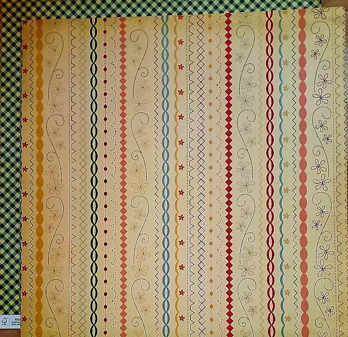 Cosmo Cricket - double sided paper 12 x 12 - in stitches sewing sew much more