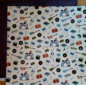 Imaginisce -  double Sided glitter paper 12 x 12 - live loud Garage band