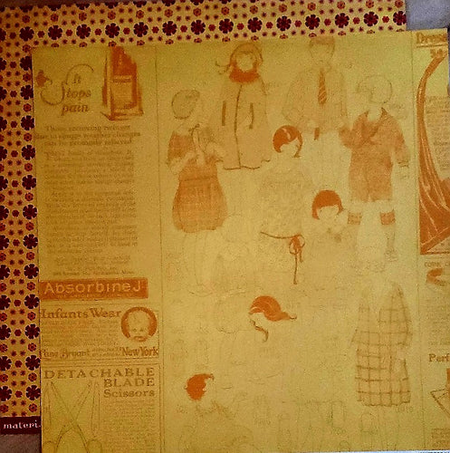 Cosmo Cricket - double sided paper 12 x 12 - calico vintage adds / flowers