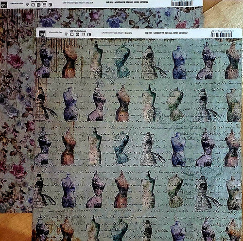 Fab scraps - double sided paper 12 x 12 - vintage mannequin