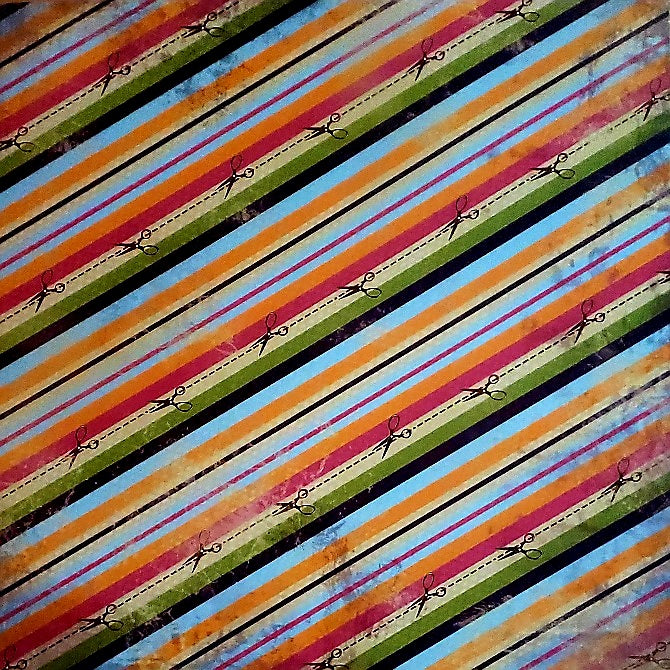 Karen foster - single sided paper cardstock 12 x 12 - scissors and stripes