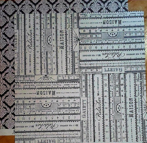 Fab scraps - double sided paper 12 x 12 - french rulers