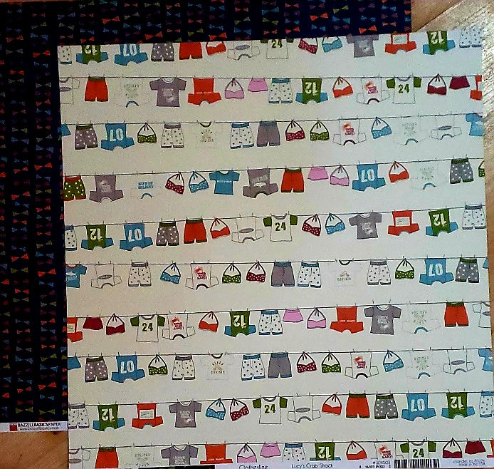 Bazzill Basics - double sided paper 12 x 12 - clothesline Lucy's crab shack