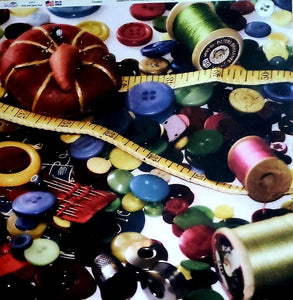 Sugar Tree - single sided paper cardstock 12 x 12 - sewing items - buttons thread