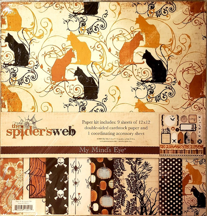 My Mind's Eye - MME - paper kit pack double sided paper 12 x 12 1 punch out sheet - the spiders web