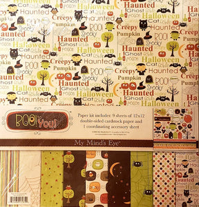 My Mind's Eye - MME - paper kit pack double sided paper 12 x 12 1 punch out sheet - Boo to you