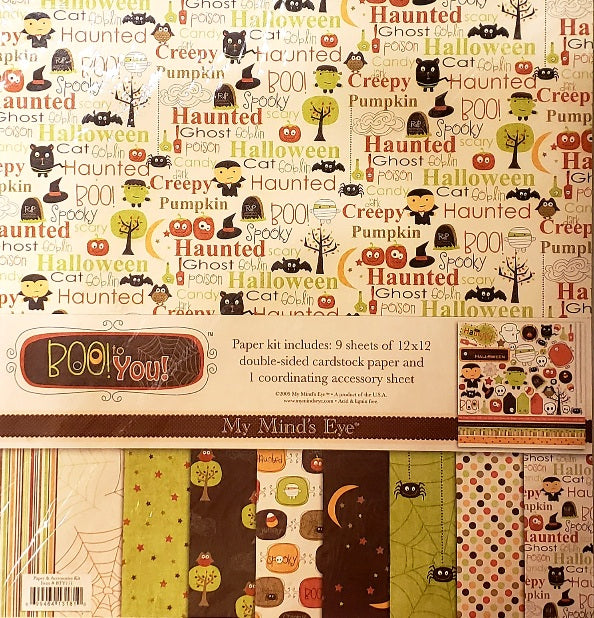 My Mind's Eye - MME - paper kit pack double sided paper 12 x 12 1 punch out sheet - Boo to you
