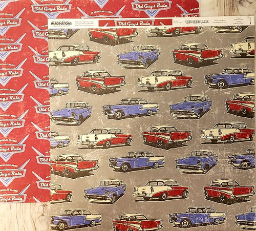 Creative Imaginations double sided paper 12 x 12 - old guys rule cars