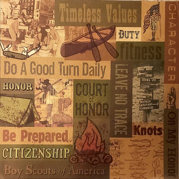 K and company - single sided paper 12 x 12 - Boy scouts collage
