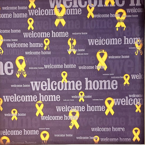Creative Imaginations - single sided paper 12 x 12 - yellow awareness ribbon welcome home