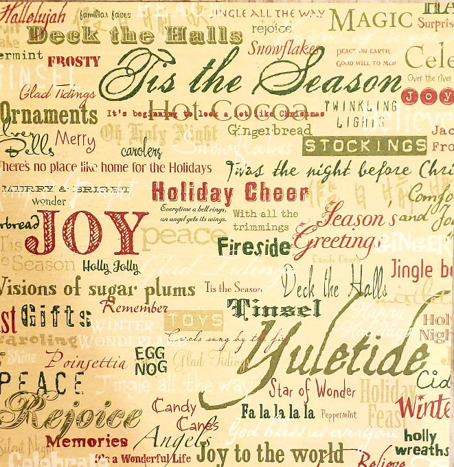 Flair designs - single sided paper cardstock 12 x 12 - holiday words