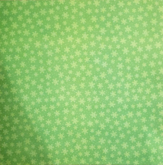 Karen Foster - single sided paper 12 x 12 - green snowflakes