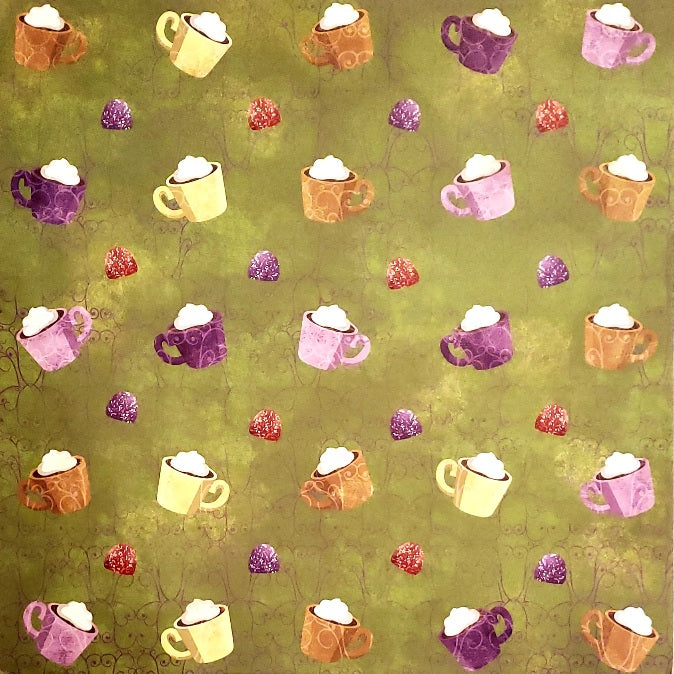 Karen Foster - single sided paper 12 x 12 - merry mugs hot cocoa