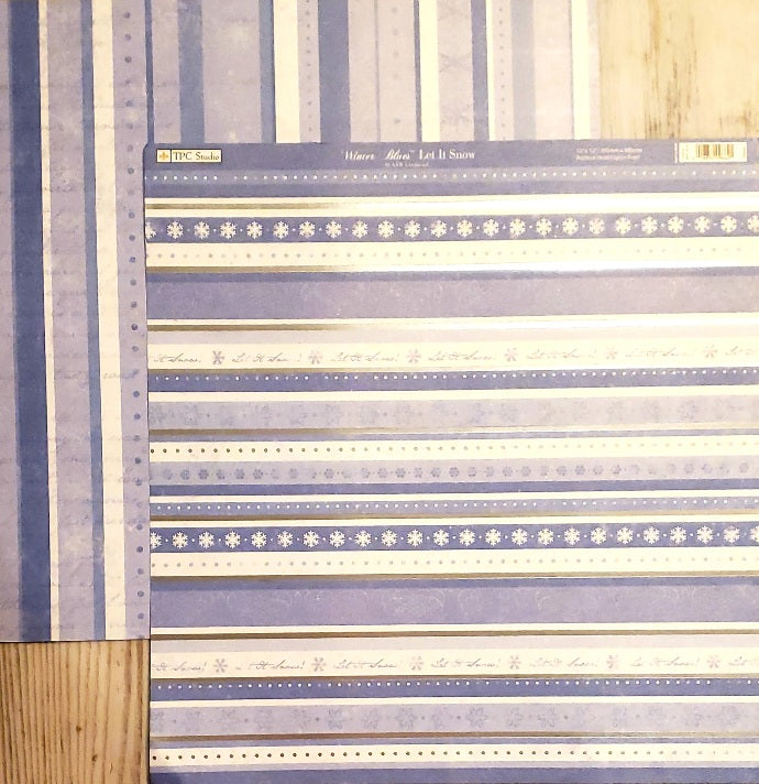 The paper company TPC - double sided paper 12 x 12 - winter blues let it snow metallic