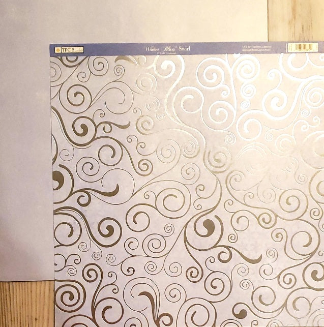 The paper company TPC - double sided paper 12 x 12 - winter blues swirl metallic