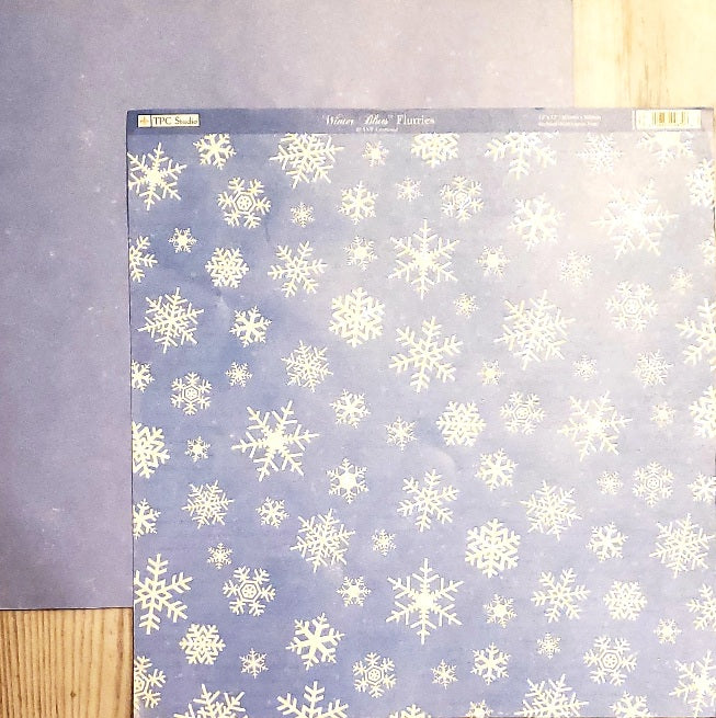 The paper company TPC - double sided paper 12 x 12 - winter blues flurries glitter