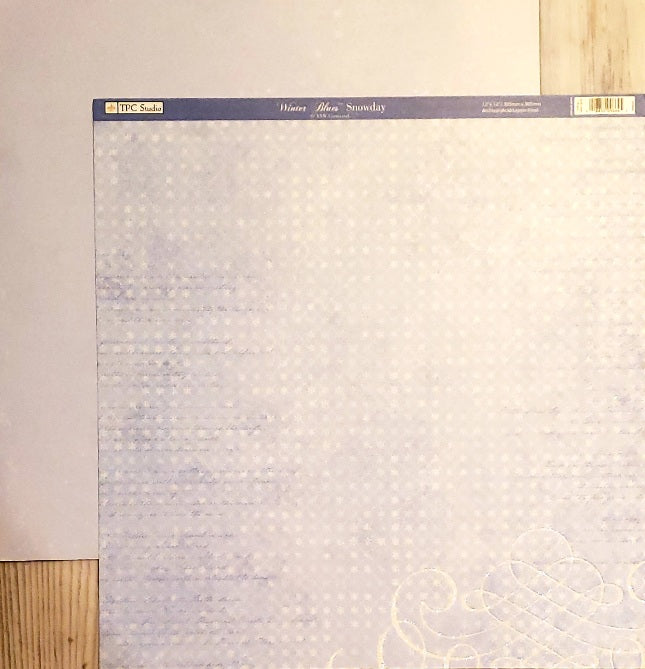 The paper company TPC - double sided paper 12 x 12 - winter blues snowday glitter