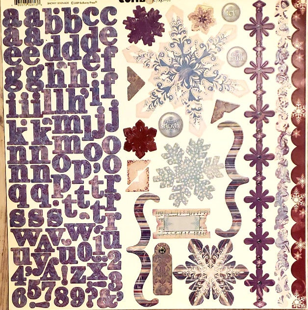 Bobunny press - cardstock sticker sheet 12 x 12 - snowy serenade combo