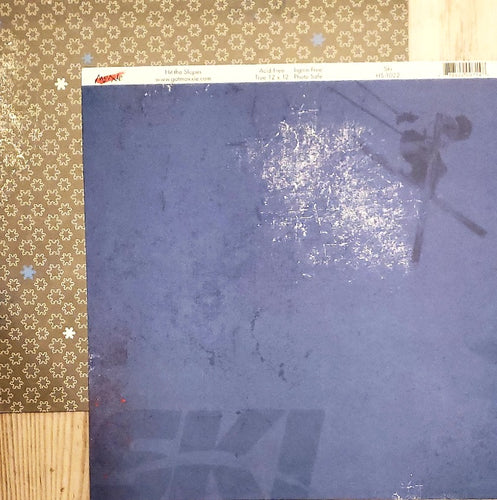 Bobunny press - double sided paper sheet 12 x 12 - skiing ski