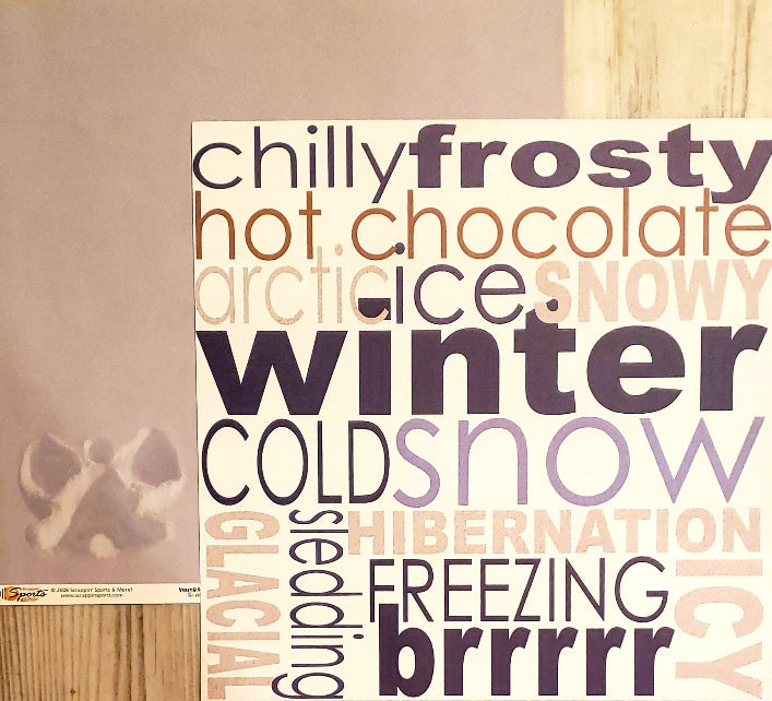 Scrappin sports and more -  double Sided paper 12 x 12 - young and active seasons - snow angel winter words