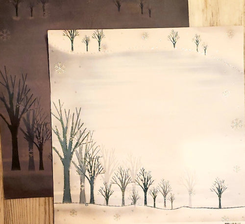 Best creations  - double sided cardstock 12 x 12 - winter trees glitter