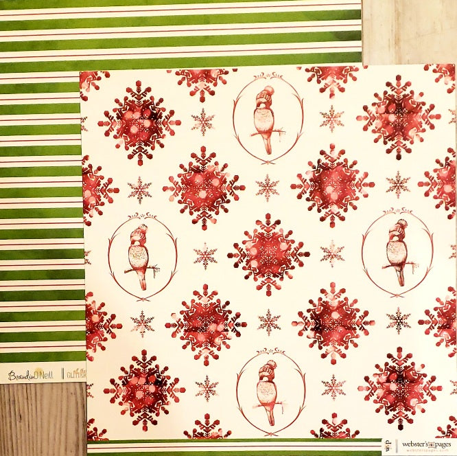 Webster's pages  - double sided paper cardstock 12 x 12 - all that glitters red snowflakes