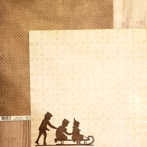 Fancy Pants -  double sided paper cardstock 12 x 12 - blissful blizzard rosy cheeks