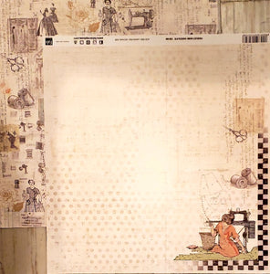 Fab scraps - double sided paper 12 x 12 - chocolate sewing