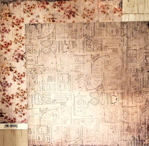 Fab scraps - double sided paper 12 x 12 - floral pattern