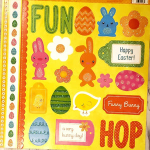 TPC the paper company -  cardstock sticker sheet 12" x 12" - Sunny bunny Easter glitter