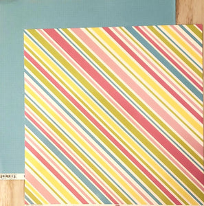 Pebbles inc - double sided paper 12 x 12 -  Easter time stripe / blue