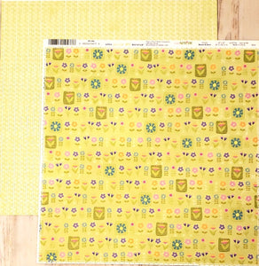 Little yellow bicycle - double sided paper 12 x 12 - hello spring bloom & grow