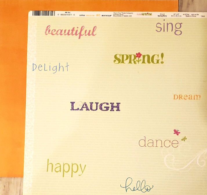 Little yellow bicycle - double sided paper 12 x 12 - hello spring story