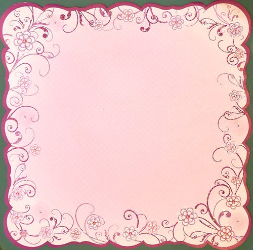 Best Creations - single sided die cut glitter paper 12 x 12 - flower and swirls scallop