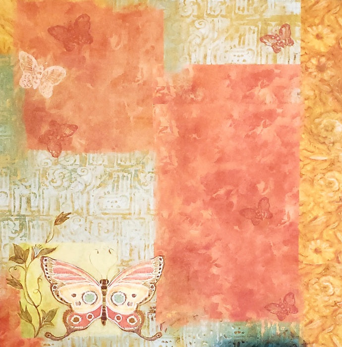 Karen Foster - single sided paper 12 x 12 - butterfly and flowers color block