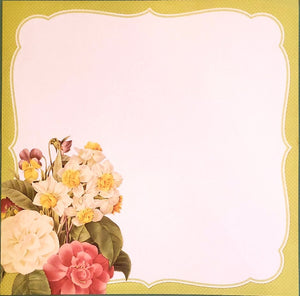 Karen Foster - single sided paper 12 x 12 - corner flowers