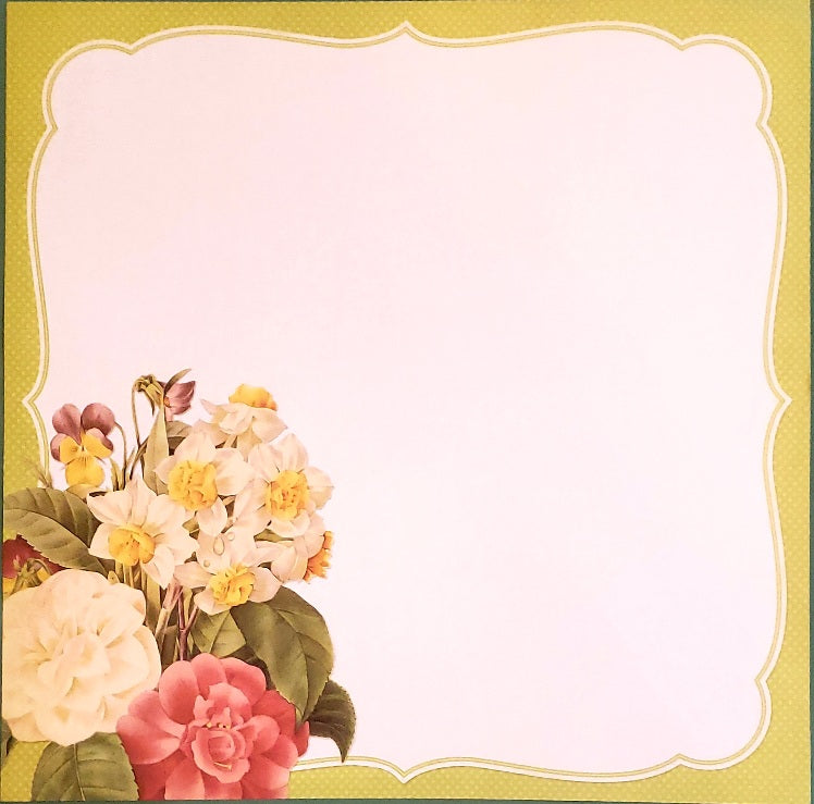 Karen Foster - single sided paper 12 x 12 - corner flowers