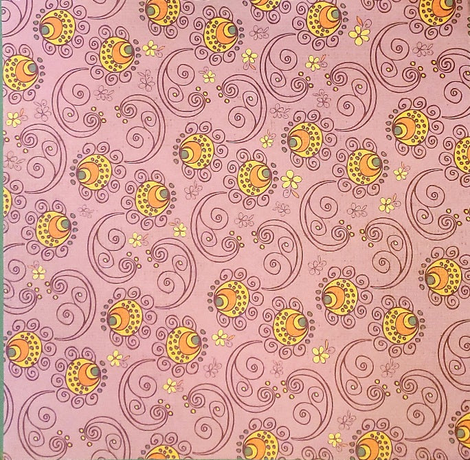 Karen Foster - single sided paper 12 x 12 - yellow retro flowers