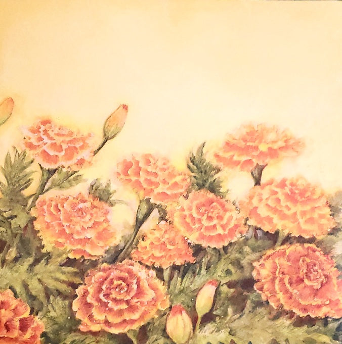 Karen Foster - single sided paper 12 x 12 - orange flowers