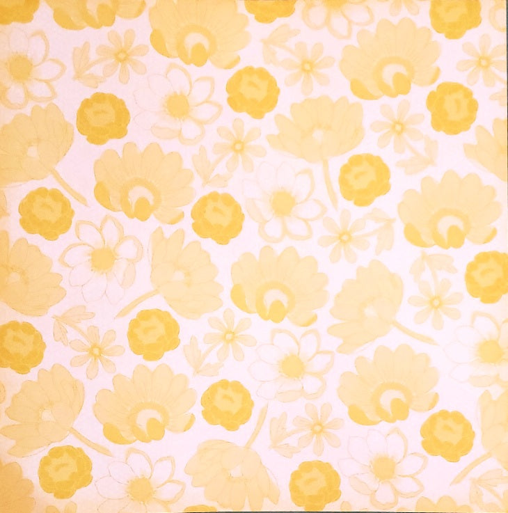 Karen Foster - single sided paper 12 x 12 - yellow flowers