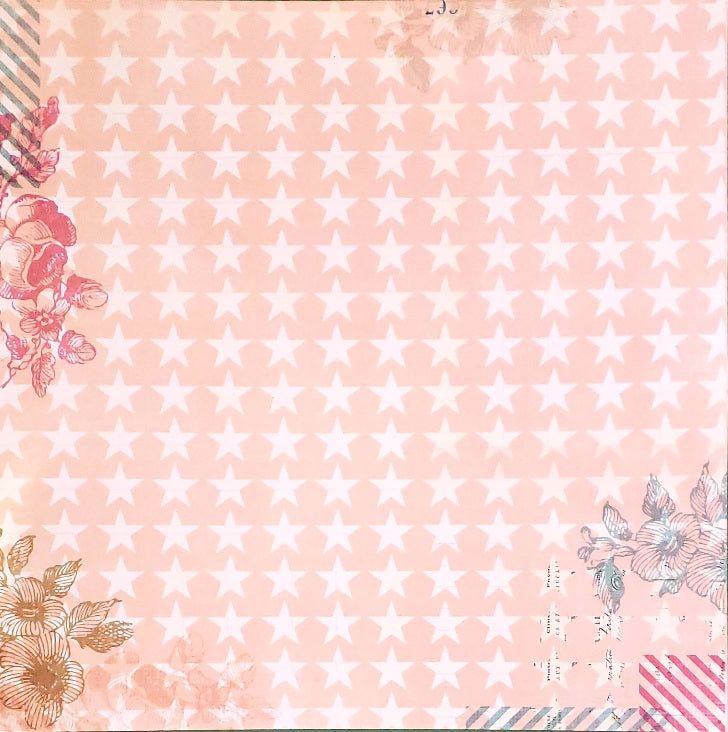 Karen Foster - single sided paper 12 x 12 - flowers and stars