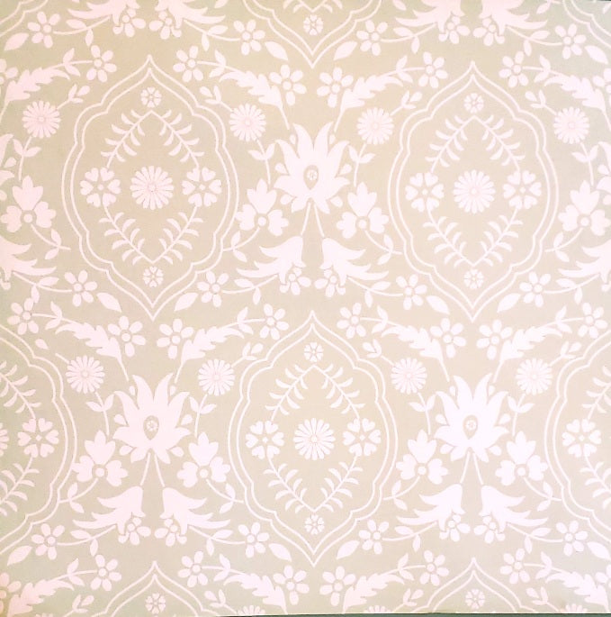 Karen Foster - single sided paper 12 x 12 - green wallpaper flowers